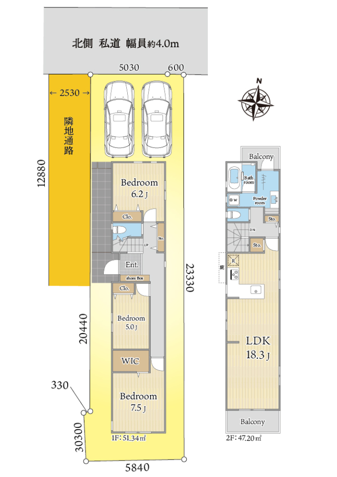 ���̑������v������ �����ʐρF98.54�u�A�Ԏ��F3LDK�{�J�[�X�y�[�X