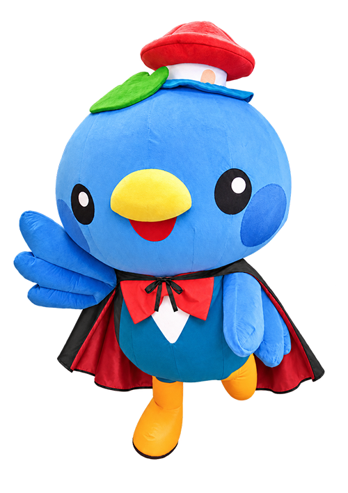 ハロウィンの仮装をした誠和不動産販売のキャラクター・はっぴぃくん